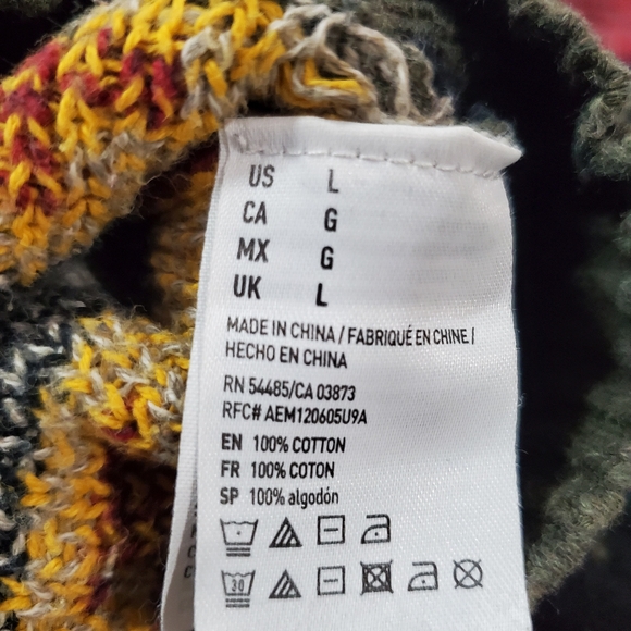 American Eagle Outfitters Men's Hooded Knit Pullover Aztec Design Sweater Xlg - Picture 10 of 11